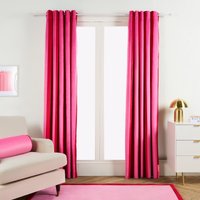 OHS Stripe Print Eyelet Ultra Blackout Curtains, Hot Pink - 90 x 90in
