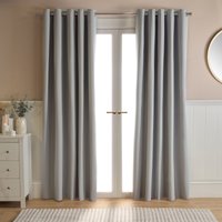 OHS Woven Texture Eyelet Blackout Curtains, Silver - 46 x 72in