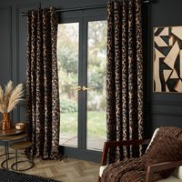 OHS Leopard Print Eyelet Blackout Curtains, Brown - 66 x 72in
