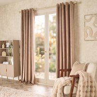 OHS Thermal Velvet Eyelet Curtains, Mink - 66 x 90in