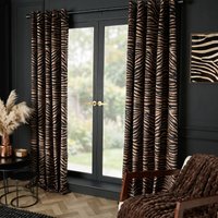 OHS Zebra Print Eyelet Blackout Curtain, Black - 66 x 90in