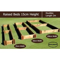 15cm High Double Raised Beds - Blackdown Range - 100cm Wide Brown