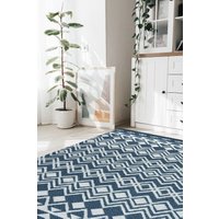Recycled Cotton Ethnic Navy Rug - 100 x 150cm Melrose Interiors