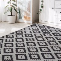 Recycled Cotton Geo Anthracite Rug - 100 x 150cm Melrose Interiors