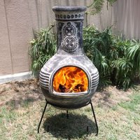 Azteca XL Mexican Chimenea in Anthracite Rustic Gardeco
