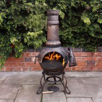 Large Toledo Cast Iron Chimenea Grapes in Bronze Graf