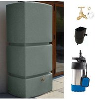 825L Vertical Slim Line Rainwater Tank in Green Marble