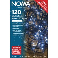 Noma 120 LED Multifunction White String Light With Green Cable 10m