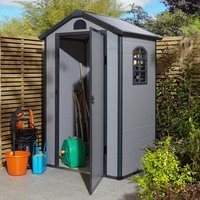 Rowlinson Airevale 4 x 3ft Apex Plastic Shed without Floor - Light Grey UV Protected Polypropylene Construction