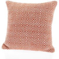 Pack of 4 Hug Rug Woven Diamond Cushion Rust 45 x 45cm Red