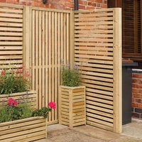 Pack of 4 Rowlinson Horizontal Slat Panel Fence Pack Natural Wood Pine