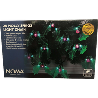 Noma Holly Sprigs Light Chain With 60 White LEDs