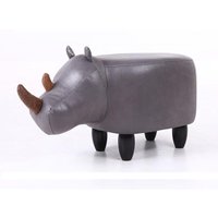 Reggie the Rhino Grey Leatherette Footstool Gardeco