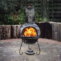 Wulfryc stylised wolf Mexican chimenea Charcaol colour Celtic theme including stand and lid