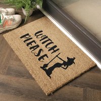 Halloween Coir Door Mat - Witch Please Doormat 60 x 40cm Brown Coir Coconut Fibre Artsy Mats