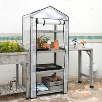 VegTrug Wooden Greenhouse Nursery and PE Cover - Grey Wash