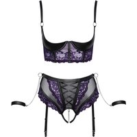 Hebe plus Straps-Slip ouvert im edlen Material-Mix