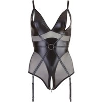 Body mit Armfesseln, Wetlook und Powernet im edlen Mix 75D Cup