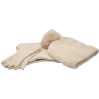 Carabo Conjunto Bufanda, Gorro y Guantes Beige Trenzado