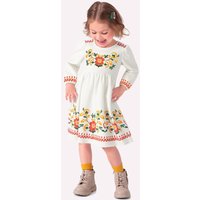 Vestido Infantil Menina Flores Off White