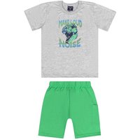 Conjunto com Camiseta e Bermuda Cinza