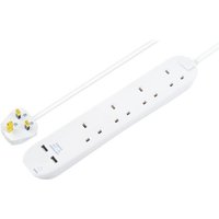 4 Skt 1M 13A Ext Lead + Ind + 2 X 2.1A Usb White BFNU110N-MP