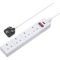 4 Skt 2M 13A Hd Ext Lead Fused White EXS1342W-01