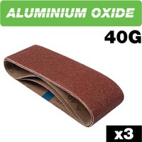 Trend Aluminium Oxide Sanding Belt 40 Grit 75Mm X 533Mm 3Pc Pack 1 AB/B75A/40A