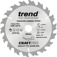 Trend Craft Saw Blade 160Mm X 18 Teeth X 20Mm Pk 1 CSB/16018