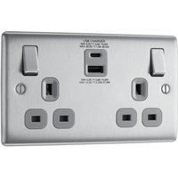 Nbs Gry 13A 2G Sw Skt+ Usb Ac (30W) NBS22UAC30G-01