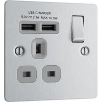 Nexus Metal Polished Chrome Complete With Double 13A Socket And 8 Module Aperture NPC222EM8W-01