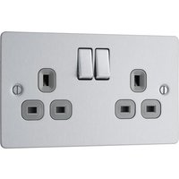 Nexus Metal Polished Chrome Double Switched 13A Power Socket NPC22W-01
