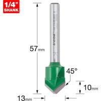 Trend Rend Craftpro 1/4 Alucobond 45 Degrees V Groove 13Mm Dia X 10Mm Cut Depth Pk 1 C300X1/4TC