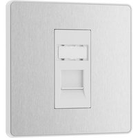 Screwed Flatplate Brushed Steel Switched 13A Fused Connection Unit With Power Indicator SBS52-02