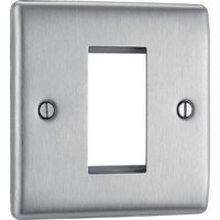 Screwless Flatplate Brushed Steel Single Round Pin Unswitched 5A Socket FBS29G-01