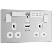 Screwless Flatplate Polished Chrome Double Slave Telephone Socket FPCBTS2-01