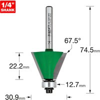 Trend CRAFTPRO Bearing Guided Bevel Router Cutter