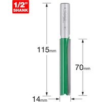 Trend Craftpro 1/2In Shank Two Flute Straight Router Cutter Bit 14Mm Dia X 70Mm Cut Depth Pk 1 C023DX1/2TC