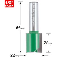 Trend Craftpro 1/2In Shank Two Flute Straight Router Cutter Bit 22Mm Dia X 25Mm Cut Depth Pk 1 C031CX1/2TC