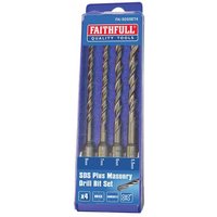 Faithfull 4 Piece SDS Plus Drill Bit Set