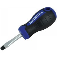 Faithfull Soft Grip Flared Slotted Tip Stubby Screwdriver