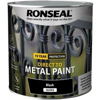 Ronseal 39212 Direct To Metal Paint Black Gloss 2.5 Litre