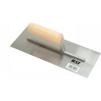 R.S.T. Plasterer'S Finishing Trowel Straight Wooden Handle 11 X 4.1/2In in Silver