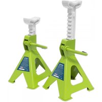 Sealey VS2002HV Axle Stands (Pair) 2 Tonne Capacity Per Stand Ratchet Type - Hi-Vis Green