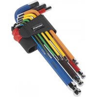 Sealey AK7190 9 Piece Colour Long Ball End Hexagon Key Set Metric