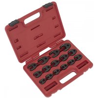 Sealey 15 Piece 3/8" Drive Crow Foot Spanner Set Black Metric
