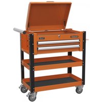 Sealey AP760MO Heavy-Duty Mobile Tool & Parts Trolley 2 Drawers & Lockable Top - Orange