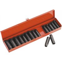 Sealey 17 Piece 1/2" Drive Deep Hexagon Impact Socket Set Metric and Imperial