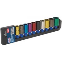 Sealey 10 Piece 1/2" Drive Coloured Hexagon WallDrive Socket Set Metric