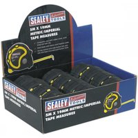 Sealey AK98912 Rubber Tape Measure 5M(16Ft) X 19Mm Metric/Imperial Display Box Of 12